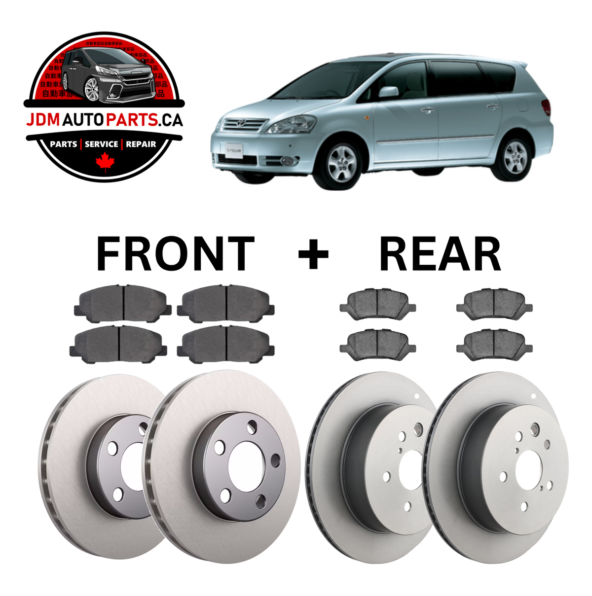 2001-2009 TOYOTA IPSUM FULL BRAKE PAD AND ROTOR PACKAGE (ACM21 / ACM26)