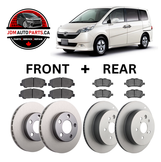 2005–2009 HONDA STEPWGN COMPLETE BRAKE KIT – FRONT & REAR PADS + ROTORS (RG1/RG2/RG3/RG4)