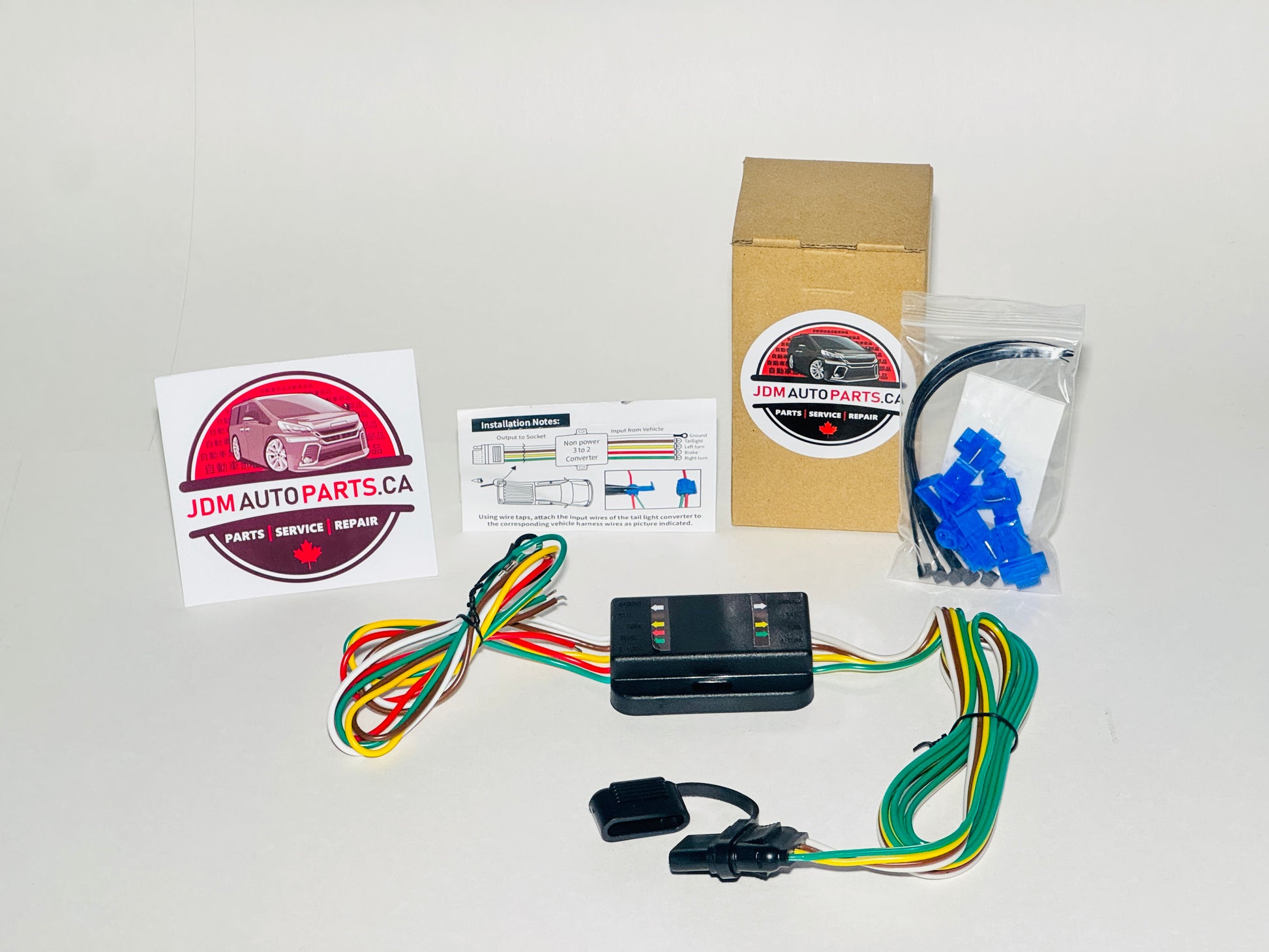 WIRING KIT FOR JDM VEHICLES FOR TRAILERS CAMPERS AND BUGGIES, CONVERTS 5 INPUT WIRES TO 4 OUTPUT WIRES 